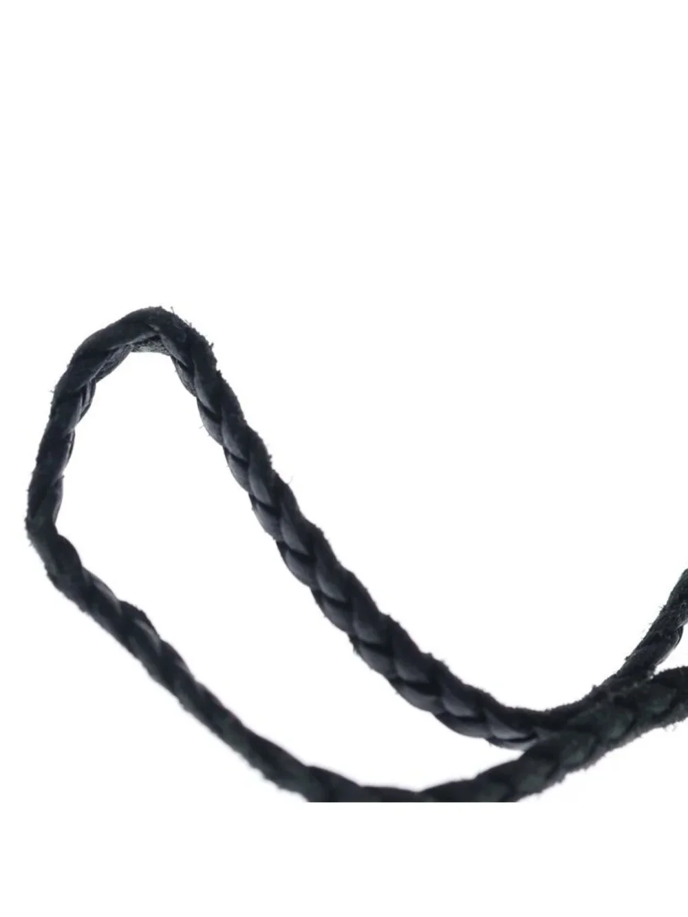 Chrome Hearts Leather Braid Scroll Blade Silver Necklace Black